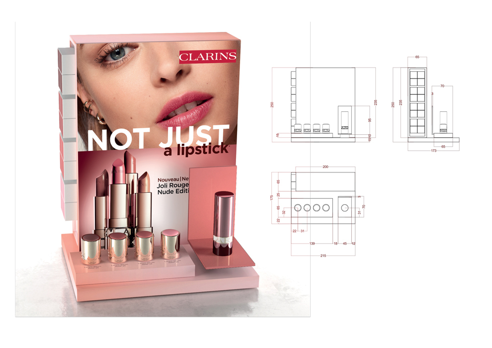 Exemple de réalisation de packaging pour Clarins - agence ComeBack
